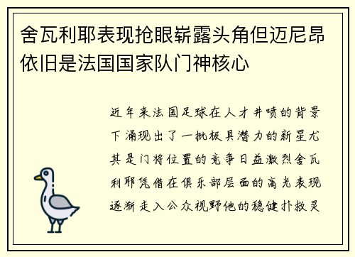 舍瓦利耶表现抢眼崭露头角但迈尼昂依旧是法国国家队门神核心